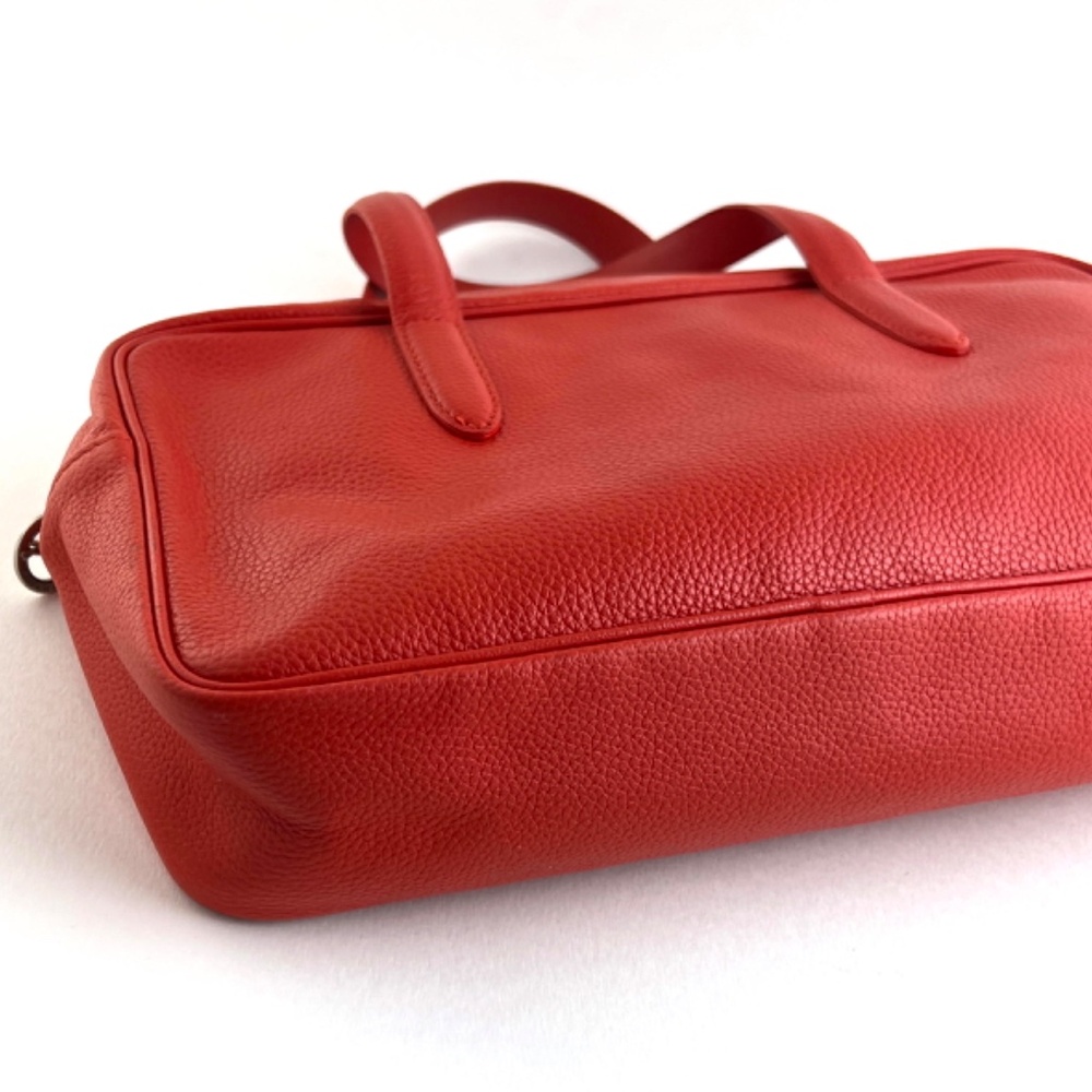 Longchamp handbag - Striking orange pebbled leather. - Picture 6 of 9